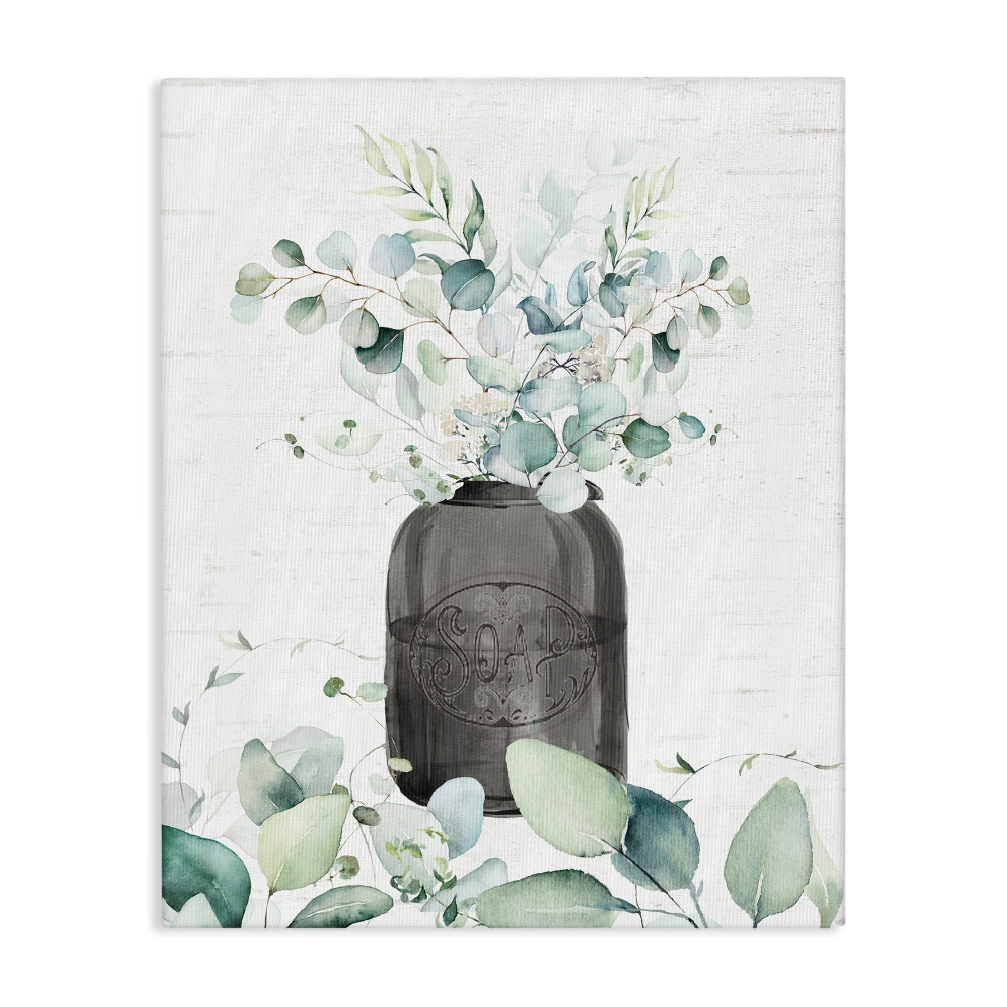 Soap Jar & Eucalyptus Canvas Wall Art, design by Lettered and Lined
