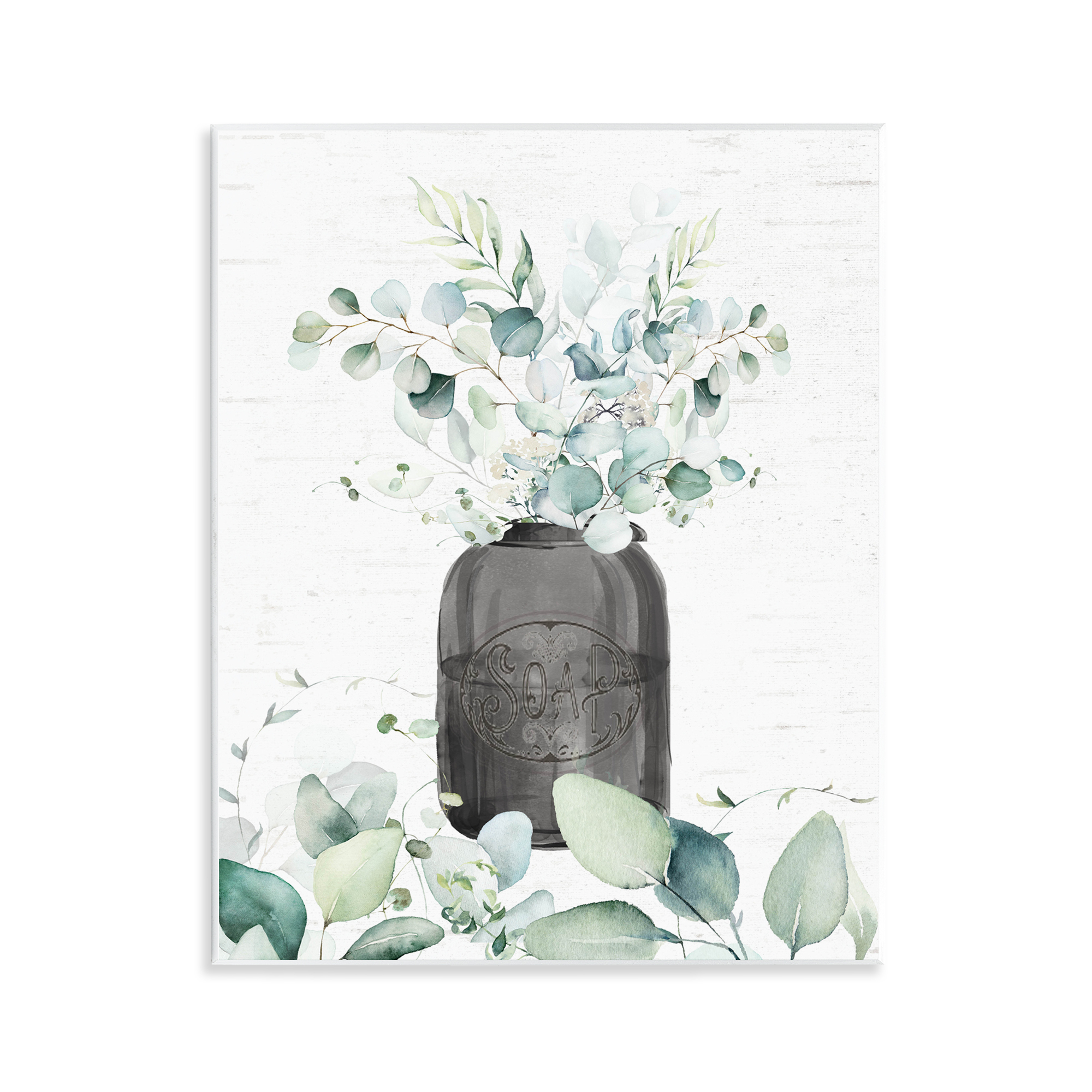 Soap Jar & Eucalyptus Wall Plaque Art, design by Lettered and Lined