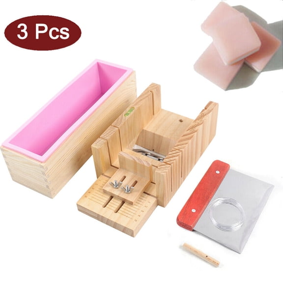 Soap Loaf Molds Rectangular Silicone Moulds Soap Making Supplies Wooden Box Cutter Making Tool Cake Baking Mold Set Homemade Craft Soap Making Supplies DIY Soap Making Supplies