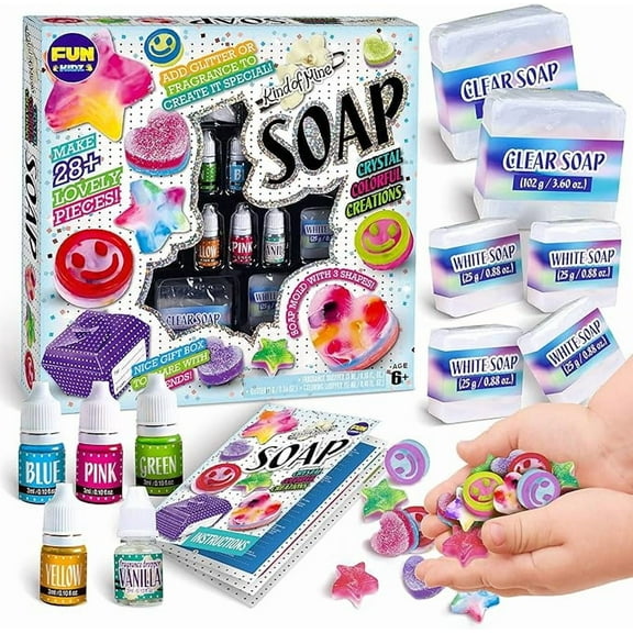 Soap Making Kit for Kids, FunKidz Bath Science Crafts Soap Kit Make Your Own Crystal Colorful Soap for Girls Ages 6 and Up Ideal Indoor Activity Kits
