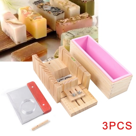 Soap Making Tool Kit Wood Soap Loaf Cutter Mold Adjustable+Straight Knife