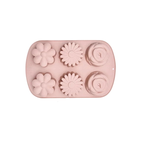Soap Molds Silicone Shapes - 6 Cavities Flower Soap Mold,Silicone Molds for Soap Bath Bombs Shower Steamer Lotion Bars(Pink)