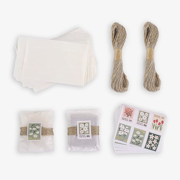 Soap Packing Set 100PCs, Soap Bags for Handmade soap, Soap Wrapping, Translucent Paper Bags with Sticker Labels and 120-ft Natural Jute Twine, for Soap, Crafts, Cookies &Baked Goods.