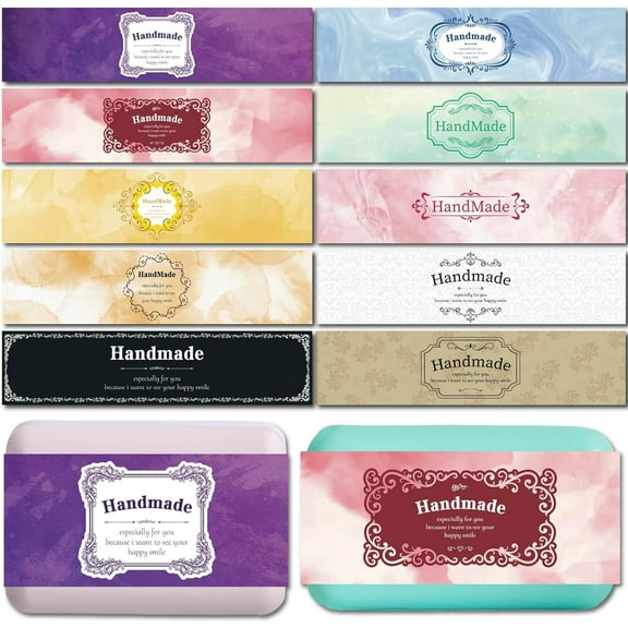 Soap Paper Tag Kraft Paper Soap Wrappers Rectangle for Soap Packaging Floral/Marble Pattern Mixed Color 50x210mm 10 style 10pcs/style 100pcs/set