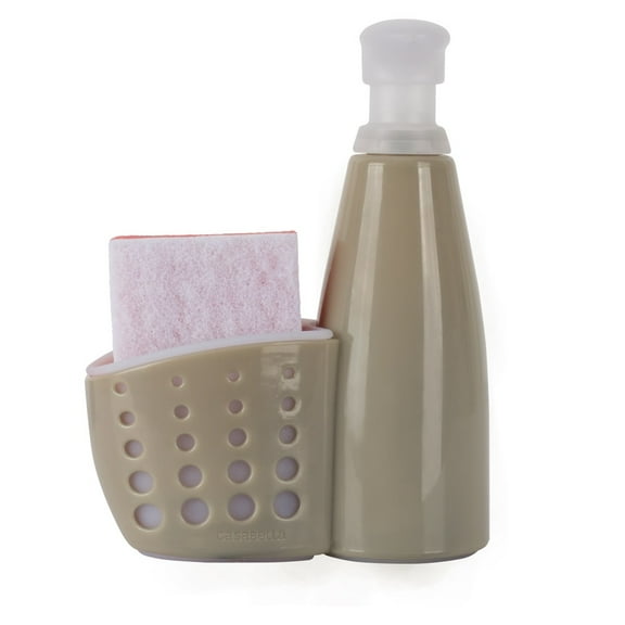 Soap Pump Dispenser 13oz with Sponge Holder and Sponge by Casabella - Grey/White