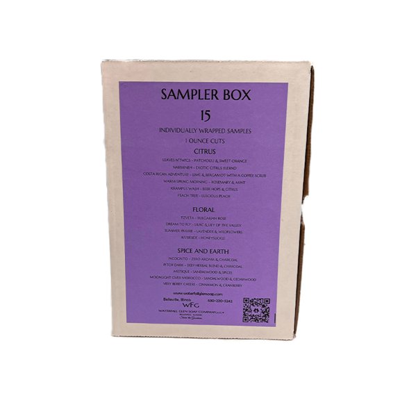Soap Sampler Box, 15 individually wrapped Vegan one ounce Sample Cuts