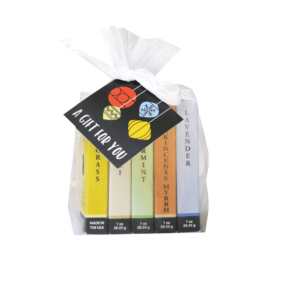 Plantlife Holiday Soap Sampler 5 Assorted Mini 1 oz Soaps in Organza Bag with Gift Tag, Perfect Stocking Stuffer