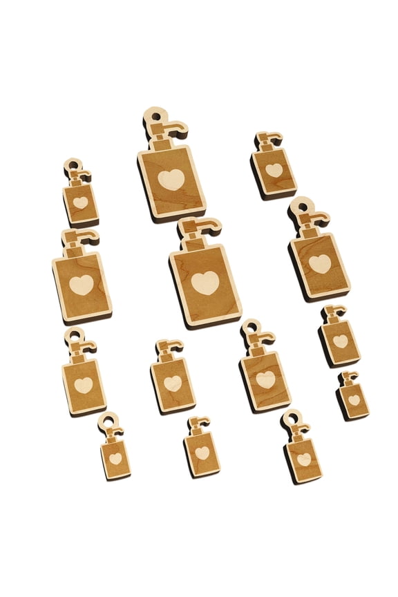 Soap Sanitizer Dispenser Silhouette with Heart Wood Mini Charms Shapes DIY Craft Jewelry - With Hole - 14mm (26pcs)