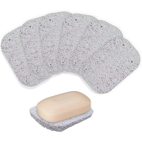 Soap Saver Pads – 6-Pack Non-Slip Soap Holders for Kitchen & Bathroom – Durable, Self-Draining Dishes for Hand Soap, Shampoo Bars & Dish Soap – Large, Easy-to-Clean Design – Ideal for Travel