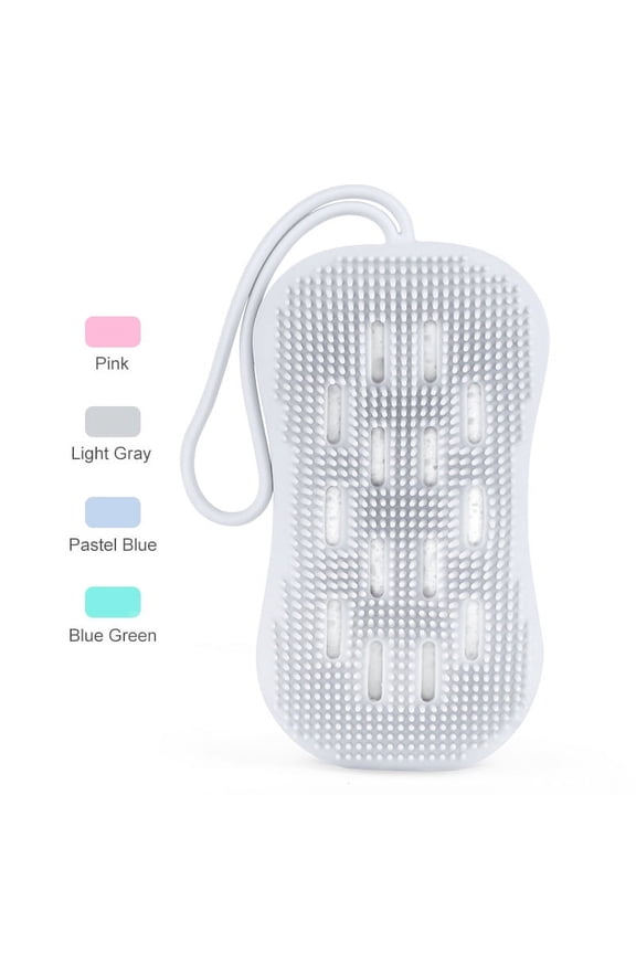 Silicone Body Scrubber, Double-Sided Body Scrub Brush for Deep Cleasing Exfoliating, Super Soft Silicone Loofah with Rebound Sponge, Suitable for Women Men Kids Shower, Skin Body Massage Grey