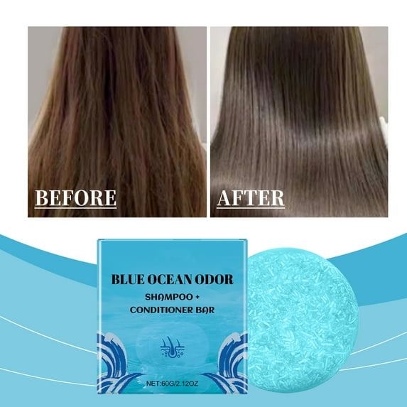 Soap,Shampoo And Conditioner Bar For Regular Normal Hair Clean Purifying Natural Look And Shines Blue Oceans 60gEveryday Cleansing - Travel & Holiday Gifts