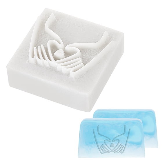 Soap Stamp Handmade Heat Soap Stamp White Resin Soap Embossing Stamp for Clay Biscuits Gummies Arts Crafts Making Projects Valentine's Day Gift