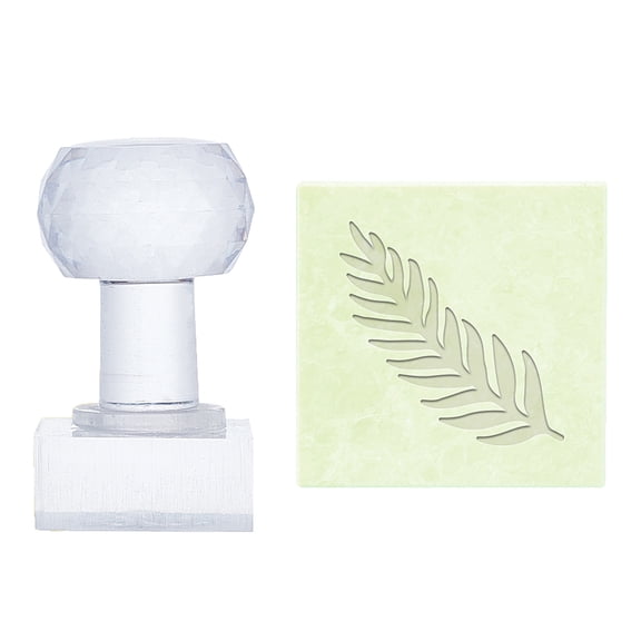Soap Stamp Leaf Pattern Stamping Mould Imprint Stamp 0.7 Inch Square Plant Soap Chapter Soap Stamp with Handle for DIY Handmade Soap Envelope Invitation Cards Craft Making Plastic