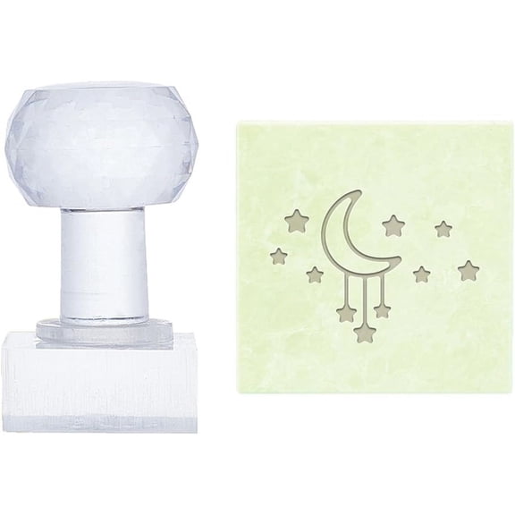 Soap Stamp Moon Stars Soap Embossing Stamp with Handle Rectangle Soap Chapter Imprint Stamp Acrylic Personalized Stamp for Handmade Soap Clay Pottery Arts Crafts Making Projects