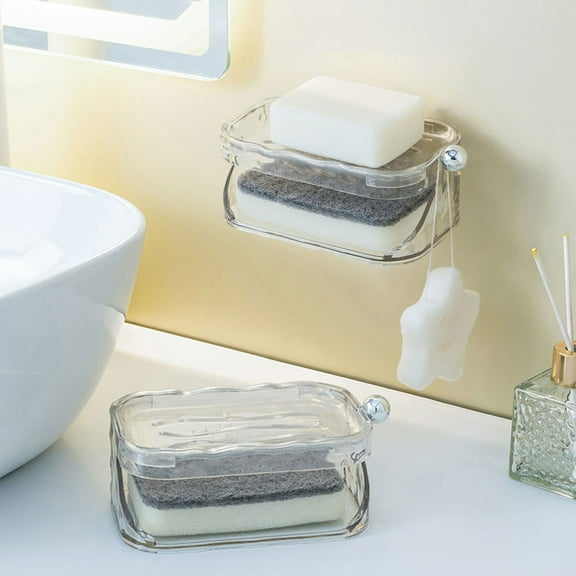 Soap Stand, Soap Box With Drainage, Self-Draining Soap Holder, Non Slip Corners, Multifunctional For Bathroom, Shower, Kitchen, Sponge Stand, Easy To Clean