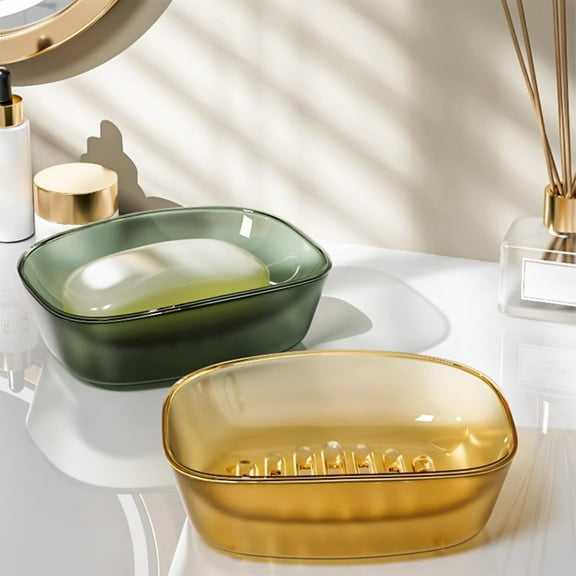 Soap Storage Rack | Tilted Design for Fast Draining | Easy Clean Plastic Soap Holder | Non-Slip | For Bathroom Shower Kitchen Sink Countertop | 1 Pack | 14x10x4cm | Yellow or Green