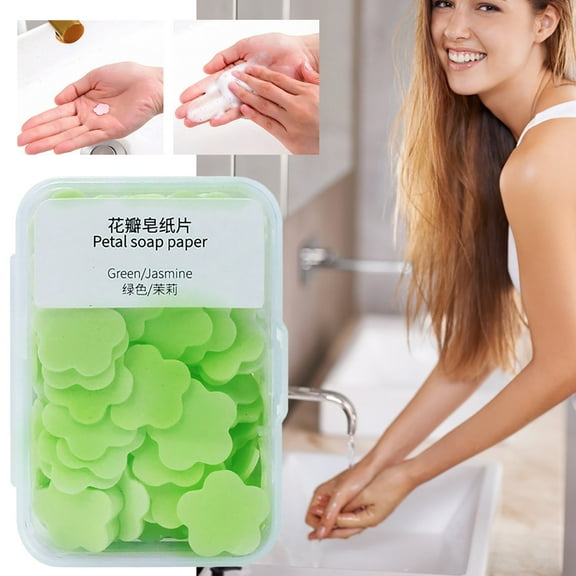 Soap Tablet - Travel Portable Disposable Hand Soap, Petal Soap Paper, Outdoor Camping Hiking BBQ Travel Essential, Gentle Hand Wash, Pocket Soap, Holiday Travel, Christmas Gift, 50pcs Winter Wedding