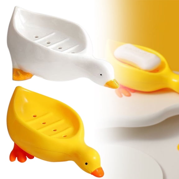 Soap Tray Draining Soap Dish Holder Cute Duck Shape Soap Dish Bathroom Bathtub Kitchen Soap Box,Storage Rack