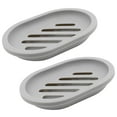 thumbnail image 1 of Syenll 2 Pack Soap Dish with Drain, Double Layer Plastic Draining Soap Holder for Bathroom Shower Kitchen (Gray), 1 of 8