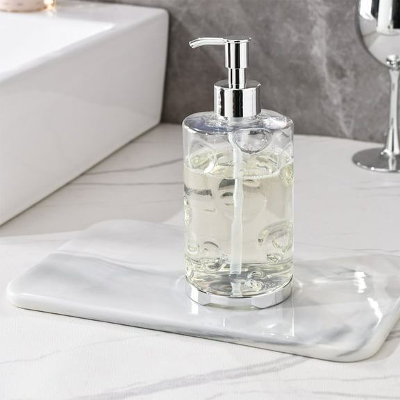 Soap dispenser Refillable Pump 420ml Hand Soap Dispenser Refillable Bathroom Kitchen Pump Bottle Modern Cheese Design Leak-Proof Plastic Countertop Decor Clear