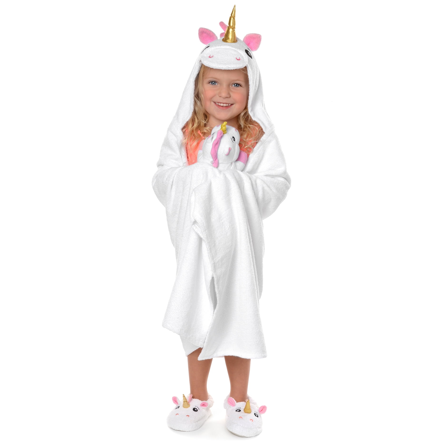 Hooded Unicorn Bath Pool Towel With Snap Closure For Toddler Kids