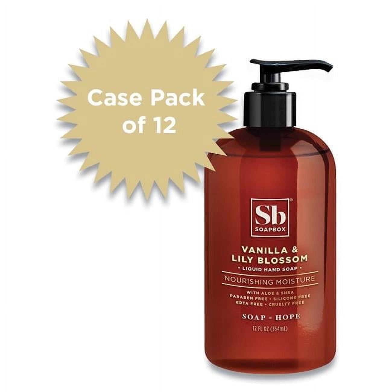 Soapbox  12 oz Vanilla & Lily Blossom Hand Soap, Brown - 12 Count