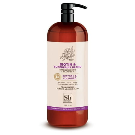 Soapbox Biotin Shampoo, Biotin & Collagen Super Fruit Hair Shampoo for Thin, 1 Liter Pump Bottle