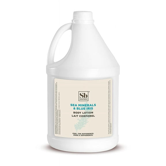 Soapbox Body Lotion Refill, Sea Minerals & Blue Iris Moisturizing Body Cream, Vegan - Gallon Size