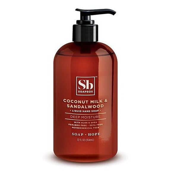 Soapbox Coconut Milk and Sandalwood Liquid Hand Soap, 12 Oz
