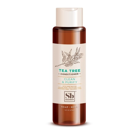Soapbox Tea Tree with Shea Butter Conditioner, Volumizing, Vegan, Color Safe, Sulfate & Silicone Free Hair Conditioner w/ Elderberry and Plum Oil - 16oz (Pack of 3)