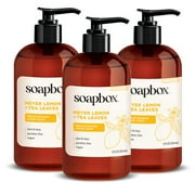 Soapbox Liquid Hand Soap, Meyer Lemon & Tea Leaves Scent - Gentle, 12oz Pump Bottles (Pack of 3)