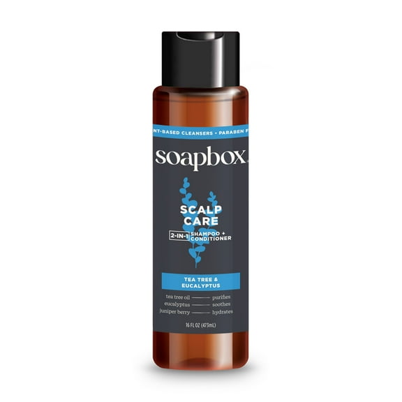 Soapbox Men's Scalp Care 2 in 1 Shampoo and Conditioner with Tea Tree and Eucalyptus, 16 fl oz
