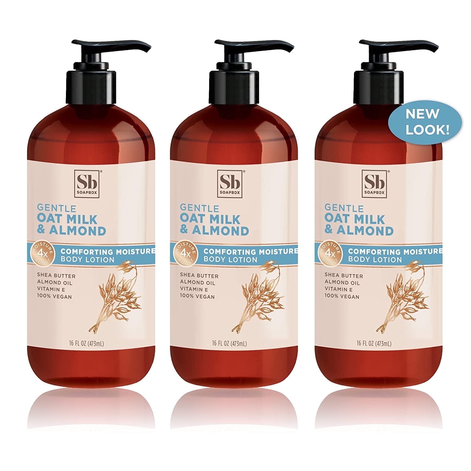 Soapbox Oat Milk & Almond Moisturizing Body Lotion with Shea Butter & Almond Oil | Body Lotion for Women & Men, Paraben Free, Vegan Lotion for Dry Skin, Smooth Skin (16oz, 3 Pack)