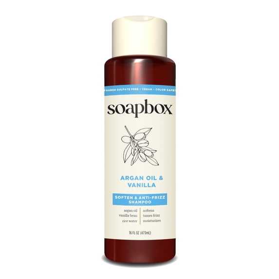 Soapbox Argan Oil & Vanilla Anti-Frizz Shampoo with Rice Water, 16 fl oz