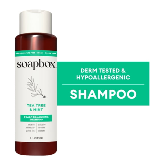 Soapbox Tea Tree & Mint Scalp Balancing Shampoo to Cleanse & Restore, 16oz