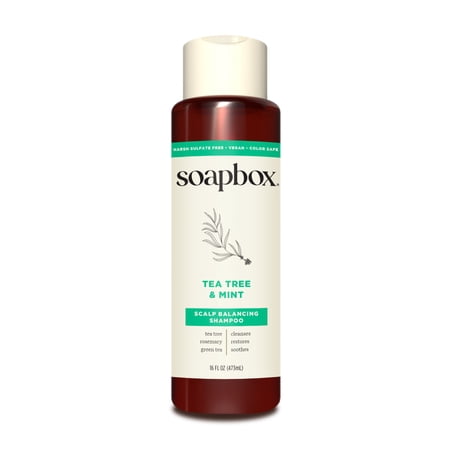 Soapbox Tea Tree & Mint Scalp Balancing Shampoo to Cleanse & Restore, 16oz