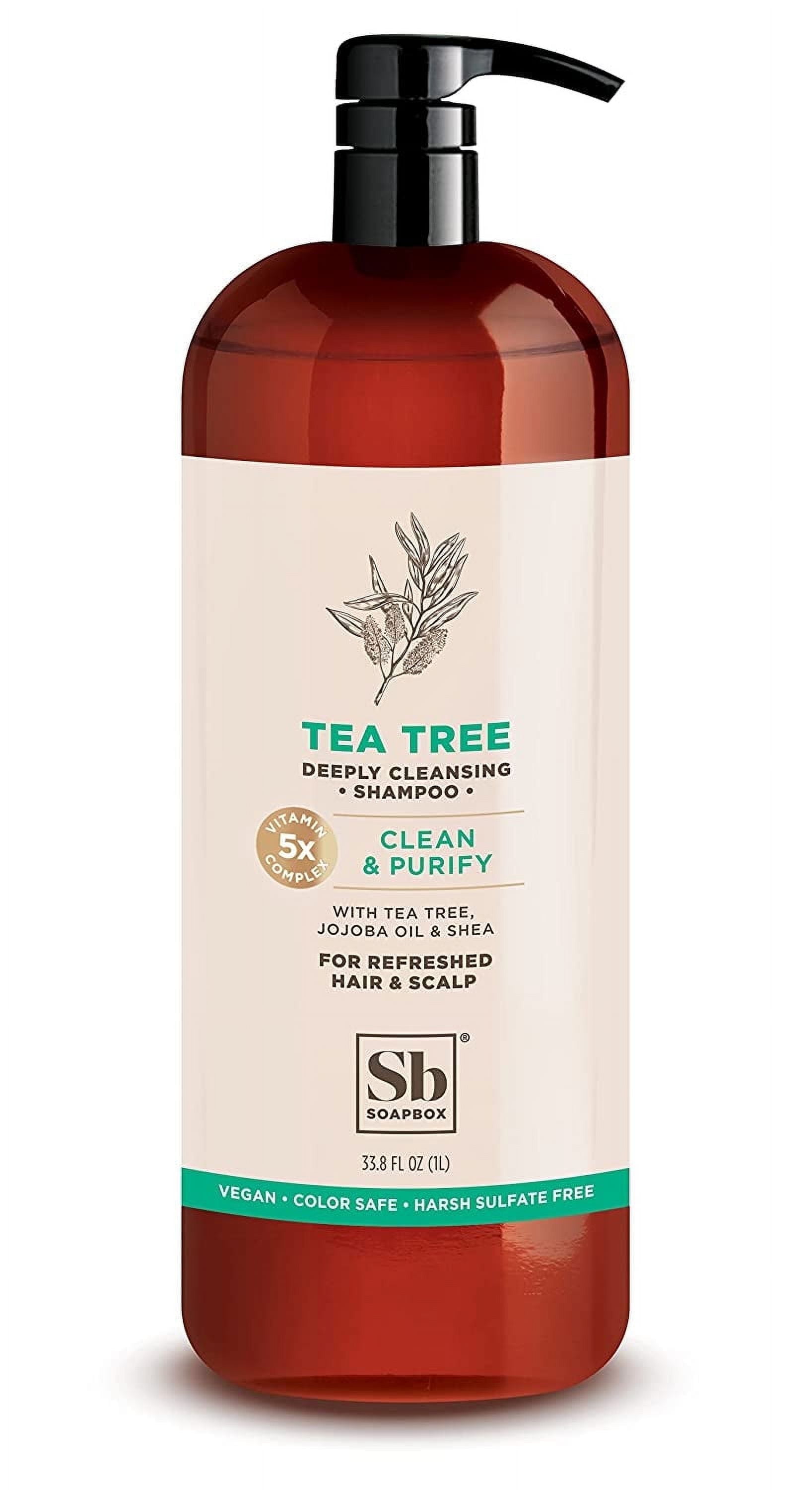 Soapbox Tea Tree Treatment Shampoo, Sulfate & Paraben Free, Vegan