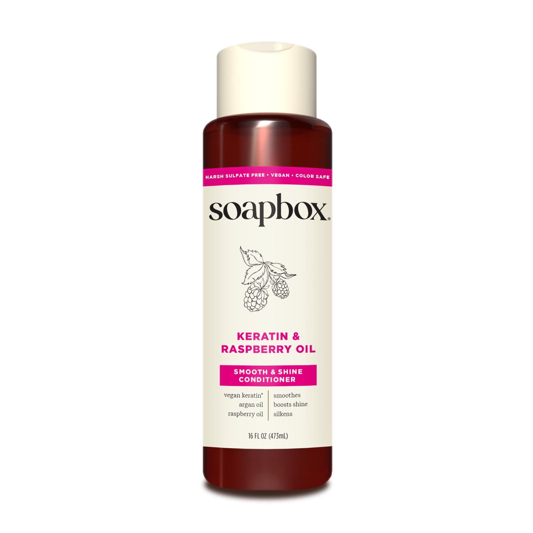 Soapbox Vegan Keratin & Raspberry Seed Oil Smoothing Conditioner with Argan Oil, 16 fl oz