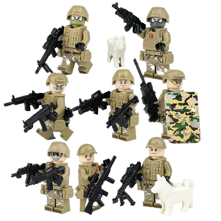 Soapjuice 8PCS Custom Soldier Minifigures Set with Multi Equipment Military themed Building Block Toy Walmart