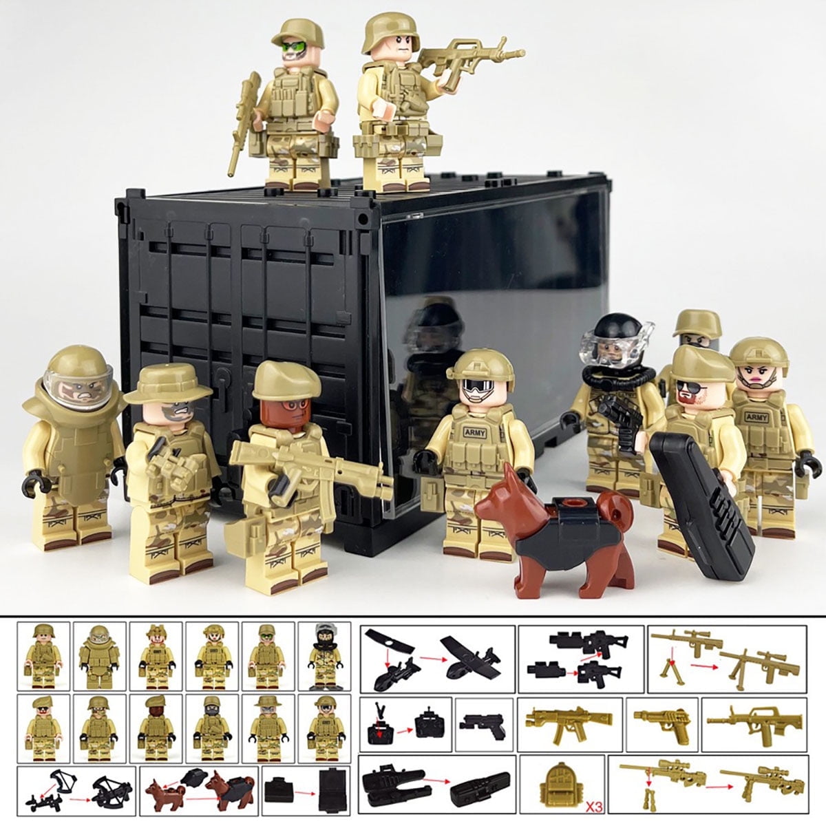 Lot De 2 Conteneurs Militaires 1:35 – Pour Minifigurines – Panda – NEUF