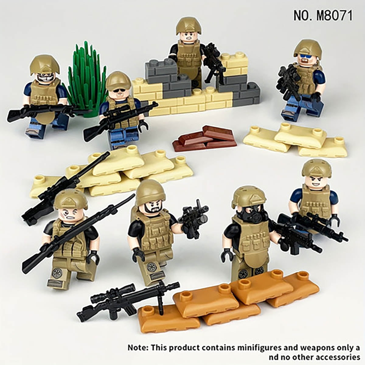 8PCS Mini Military Building Blocks with Weapons Jordan Ubuy