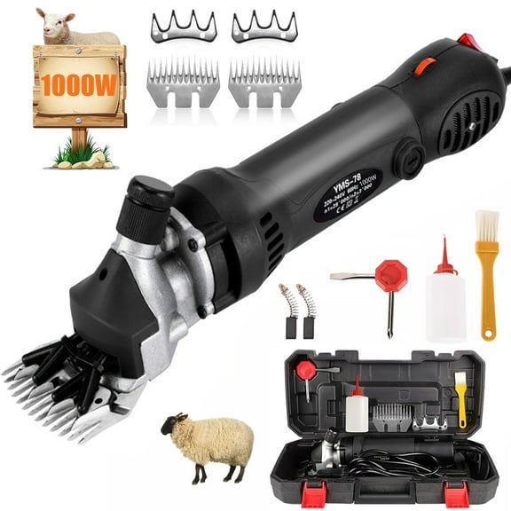 Soapow 1000W Electric Sheep Shears, Professional Animal Grooming Clippers, Farm Livestock Haircut Kit with 2 Blades, 6 Speed Heavy Duty, for Thick Coat Animals, Cats, Dogs, Pets  (Black)
