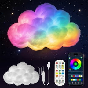 Soapow LED 3D Cloud Light for Bedroom, Floating Cloud Light for Room with Remote and App Control, RGB Cool Cloud Lamp for Kids Room Decor, Ceiling, Class Room