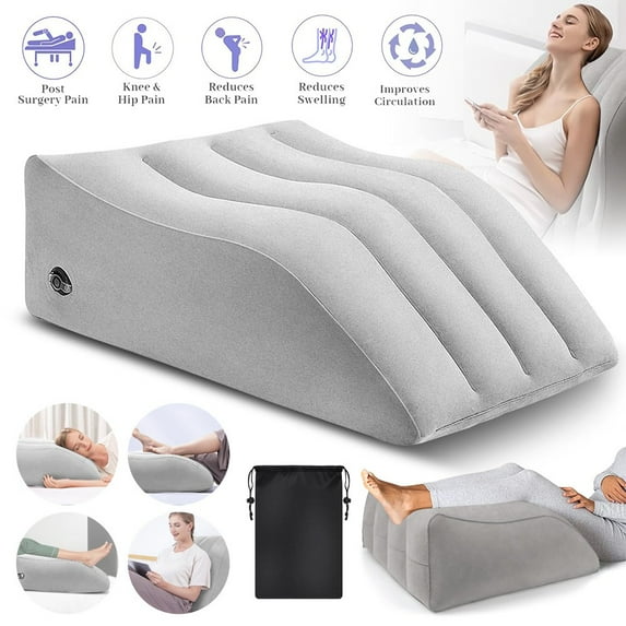 Soapow Leg Elevation Pillows, Inflatable Wedge Pillows for Sleeping, Legs Reduce Swelling, Blood Improve Circulation, Back Pain Relief, After Surgery, Foot Lift Rest, Pregnant, Gray