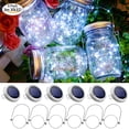 thumbnail image 1 of Soapow Mason Jar Solar Lights 3m 30 LED, 6 Pack Hanging Solar Mason Jar Lantern Outdoor, Waterproof Fairy Lights Solar Lamp with 6 Handles for Patio Garden Wedding Yard, Cool White (No Jars), 1 of 8