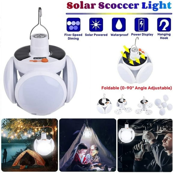 Soapow Solar Camping Lantern, USB/Solar Rechargeable Collapsible Tent LED Lights with Remote, Portable RV Emergency Solar Hanging Lantern Lamp for Night Fishing, Hiking