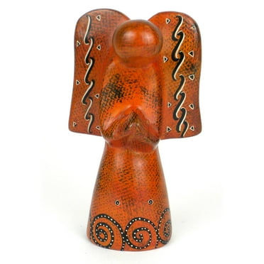 Soapstone Angel Sculpture: Orange