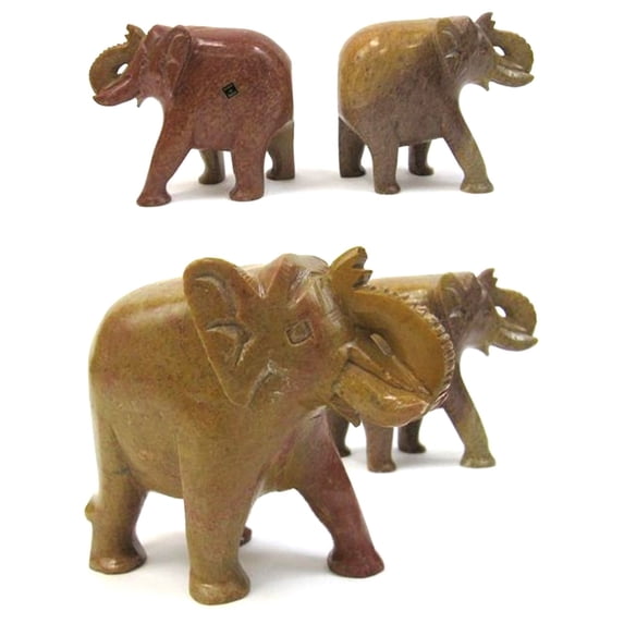 "Soapstone Elephant Book Ends, 4"""