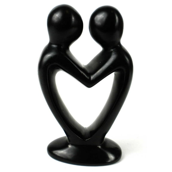 Soapstone Lovers Heart Black 4 Inch