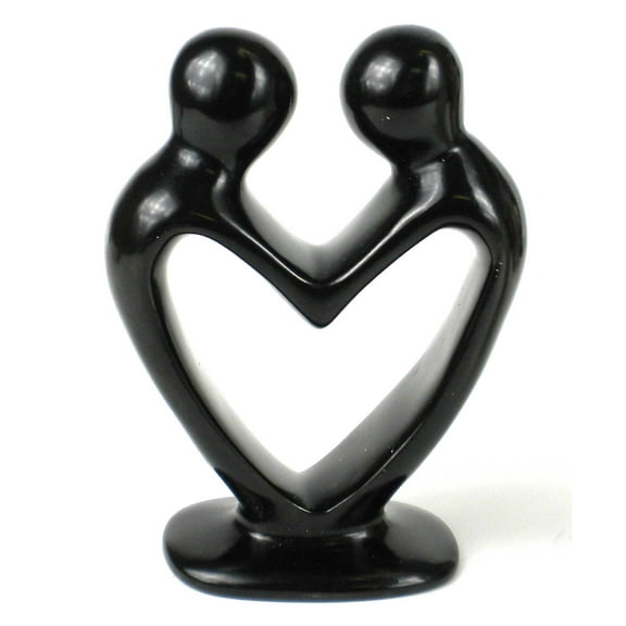 Soapstone Lovers Heart Black 6 Inch